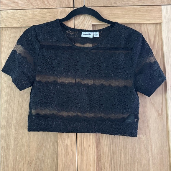 Noisy may Black Lace Sheer Crop Top - Picture 2 of 3